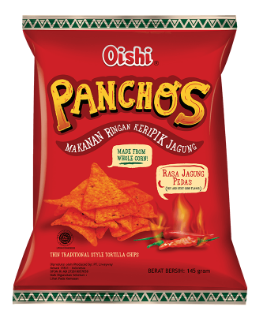 PANCHOS KRIPIK JAGUNG PEDAS 145 GR ISI 16 BKS